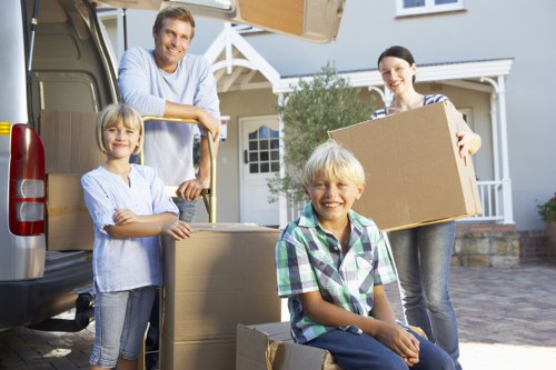 Packed boxes and furniture prepared for house removals in Stockwell
