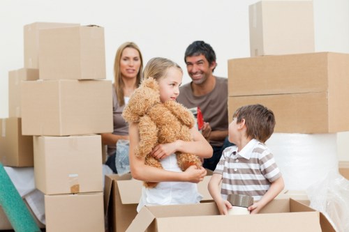 Packed boxes and furniture ready for long-term storage in Stockwell